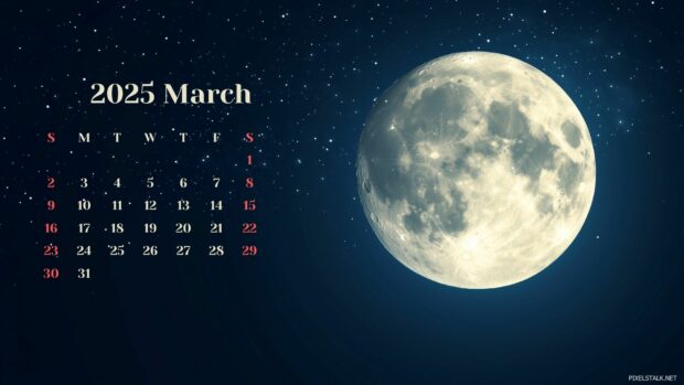 2025 March Calendar Desktop HD Wallpapers 5.