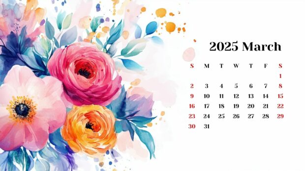 2025 March Calendar Wallpaper HD 3.