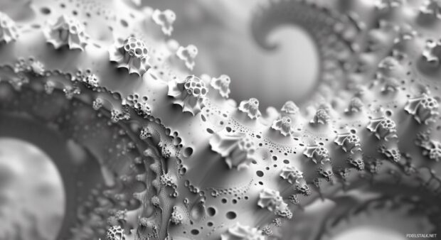 3D Fractal patterns, intricate abstract design.