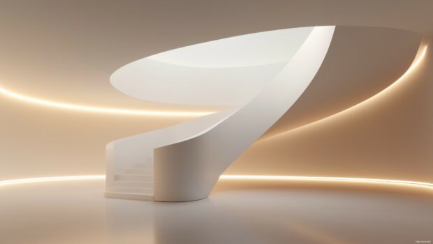 3D spiral staircase with smooth surfaces.