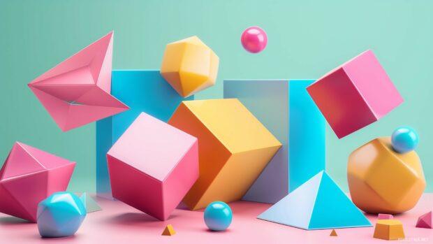 3D shapes wallpaper.