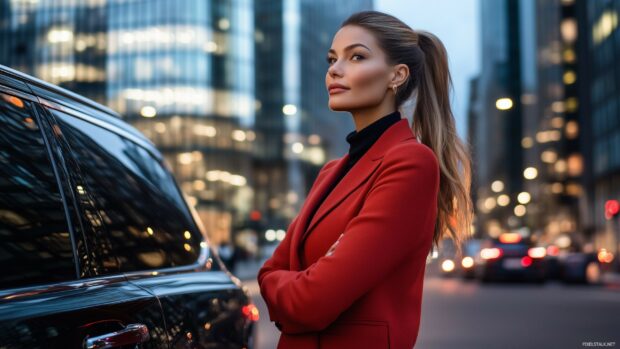 4K wallpaper stylish Women and cars .