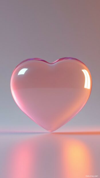 A 3D pink heart shape softly glowing and floating in a clean, abstract space.