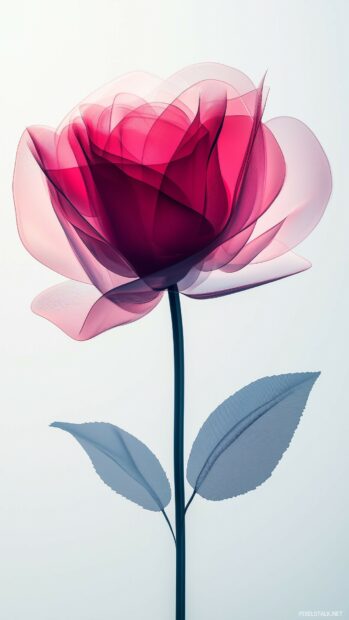 A 3D rose formed from geometric shapes and soft gradients.