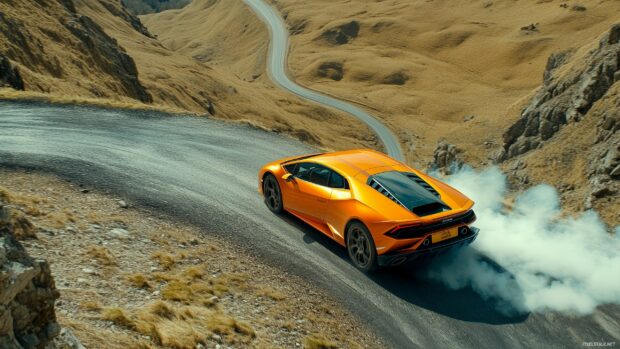 A Lamborghini Huracán Evo in bright orange.