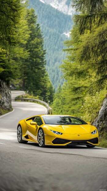 A Lamborghini Huracán in vibrant yellow, car wallpaper phone.