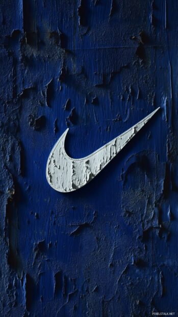 A blue Nike wallpaper iPhone featuring the iconic swoosh logo in a contrasting white.