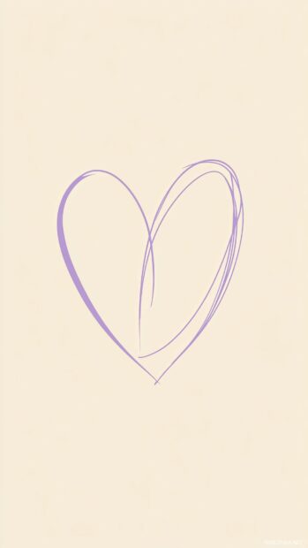 A bold outline of a purple heart iPhone wallpaper.