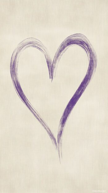 A bold outline of a purple heart on a soft beige background.