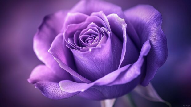 A breathtaking close up of a purple rose in full bloom, showcasing the intricate textures and gradients of the petals, 4K wallpaper.