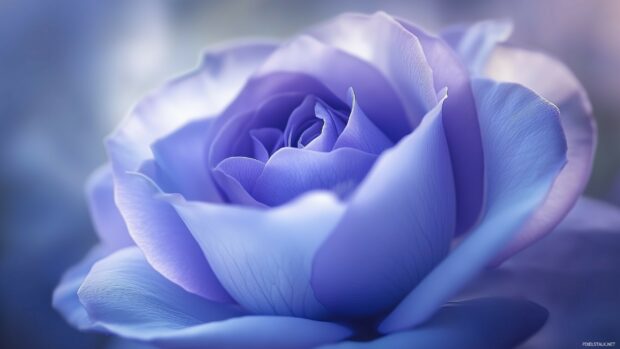 A breathtaking close up of a purple rose in full bloom, showcasing the intricate textures and gradients of the petals.