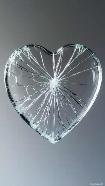 A broken glass heart iPhone wallpaper.