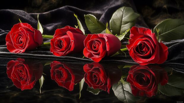 A captivating image of dark roses against a black velvet background.