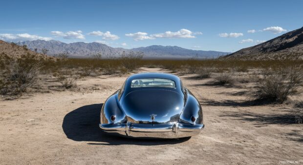 A classic car wallpaper HD with a polished chrome finish.