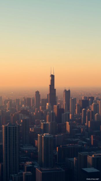 A clean iPhone background of Chicago cityscape featuring just the basics of the skyline and a soft gradient background.