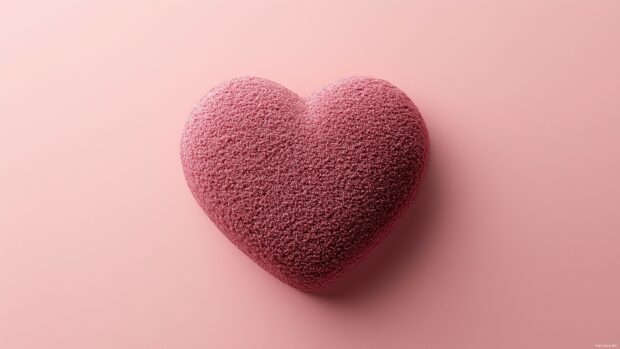 A close up of a textured red heart 4K on a muted pink background, showcasing the heart's surface details while maintaining a clean aesthetic2.