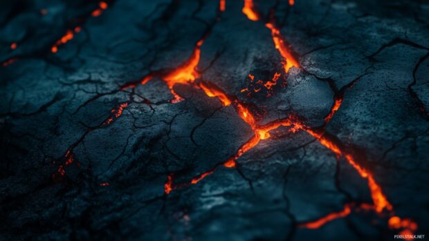 A close up of crackling red flames licking across the surface of a blackened object, Black Wallpaper HD 1920×1080 for desktop.