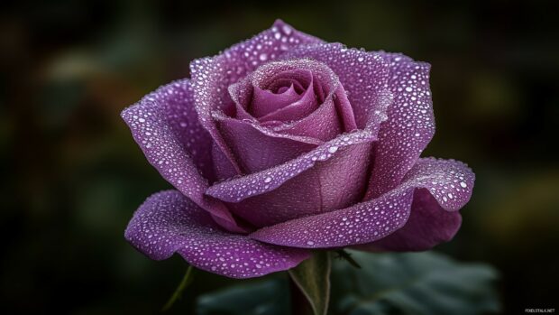 A close up shot of a dew kissed pink rose.