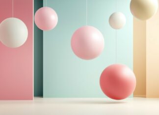 A cluster of 3D geometric shapes with clean edges and soft pastel tones, floating gracefully in an open, minimalist space.