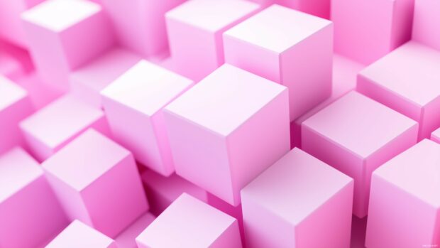 A cluster of floating 3D cubes in varying pink hues, arranged in a balanced, abstract pattern.