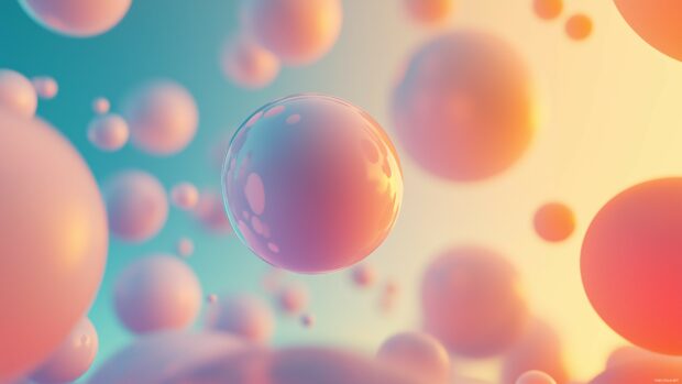 A cluster of smooth, rounded 3D spheres floating in mid air, with soft shadows and a gradient background.