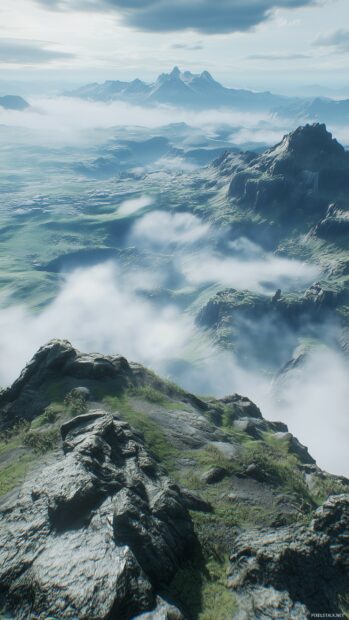 A cool view of a rugged mountain range, with vibrant wildflowers blooming in the foreground.