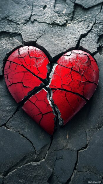 A cracked red heart wallpaper HD.