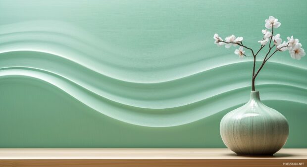 A cute green desktop wallpaper with a subtle, flowing wave pattern that adds elegance and a touch of movement.