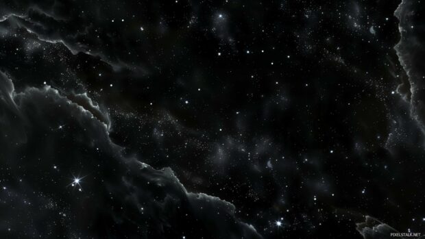 A deep black space Wallpaper HD 1920×1080 with distant stars twinkling faintly.