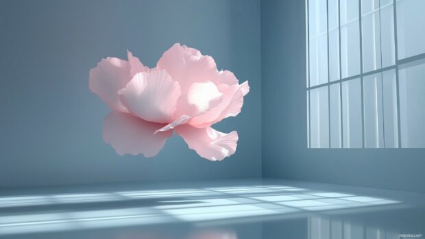 A delicate 3D pink flower wallpaper for desktop.