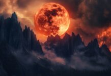 A dramatic red moon wallpaper HD.