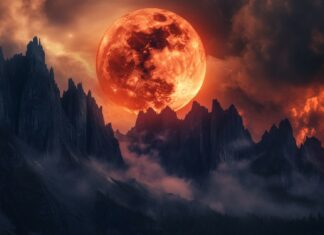 A dramatic red moon wallpaper HD.