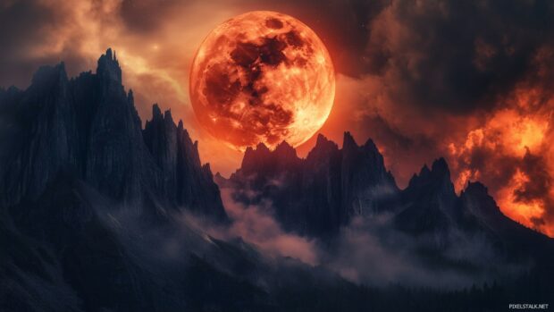 A dramatic red moon wallpaper HD.