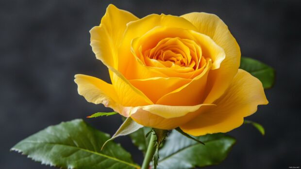 A dramatic shot of a single yellow rose against a dark, moody background.