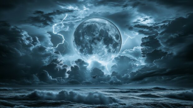 A dramatic view of a Full Moon Wallpaper HD.