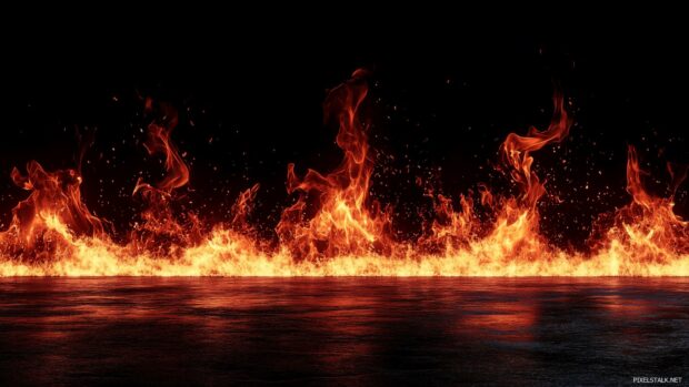 A dramatic wall of red flames 1920×1080 HD Wallpaper.