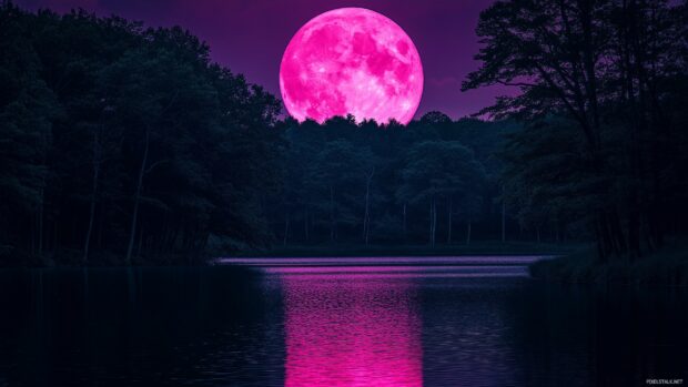 A dreamy Pink  Moon Wallpaper.