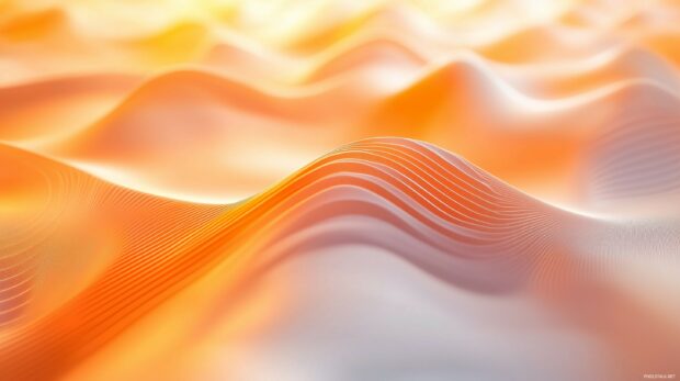 A dynamic 3D wave pattern gently flowing across the colorful wallpaper.