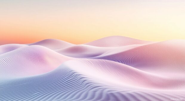 A dynamic 3D wave pattern slowly undulating across the screen, with smooth curves and a soft gradient background for a serene, flowing effect.