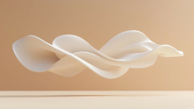 A floating 3D ribbon design with delicate curves and smooth textures, gracefully suspended in a minimalist environment, 4K wallpaper for desktkop.