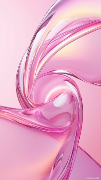 A flowing 3D pink ribbon wallpaper.