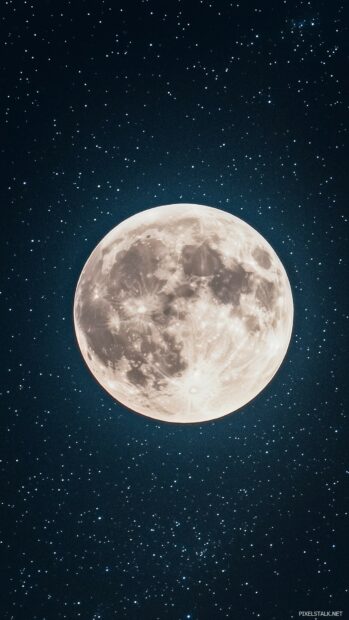 A full moon glowing softly, surrounded by minimal star patterns in a clean, sophisticated night sky.