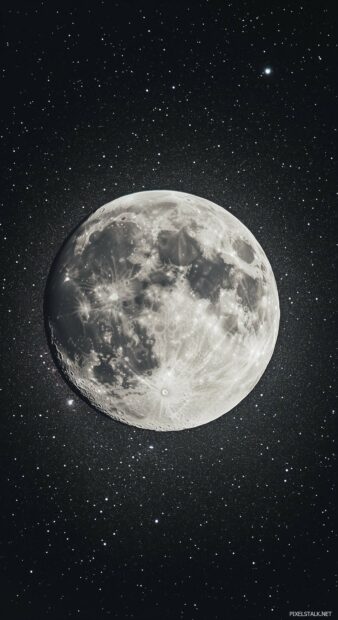 A full moon glowing softly, surrounded by minimal star patterns in a clean, sophisticated night sky.