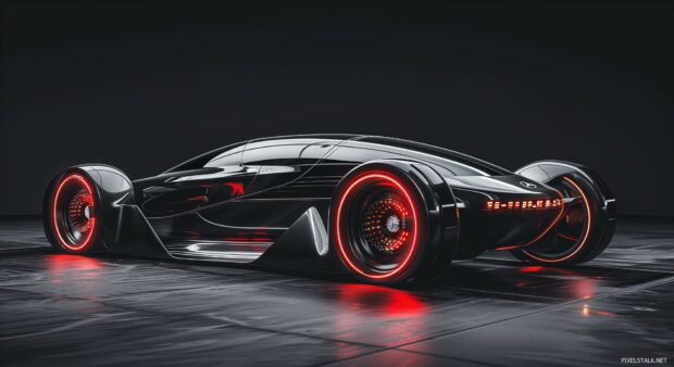 A futuristic cool car HD 1080p Wallpaper with sleek lines and glowing headlights.