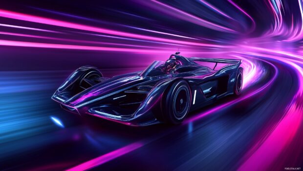 A futuristic electric race car with a sleek design, Car Wallpaper for PC.