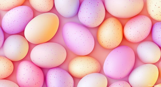 A gentle pattern of stylized Easter eggs in different pastel colors, arranged symmetrically in a clean, minimalist tile design.