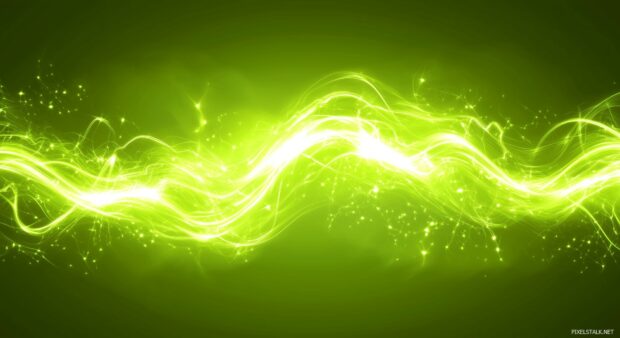 A glowing neon green wallpaper HD with subtle light waves and reflections, creating a futuristic and vibrant energy.