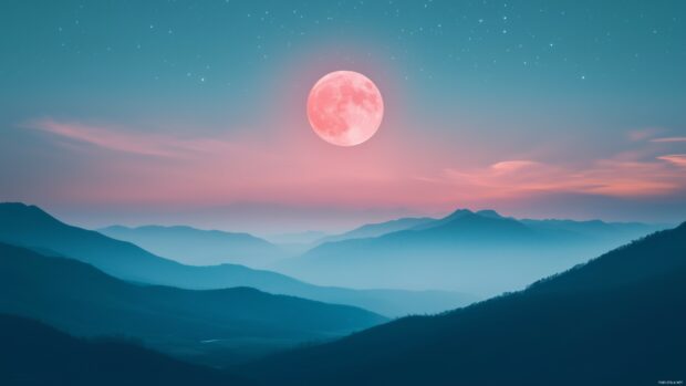 A glowing pink  Moon Wallpaper HD.