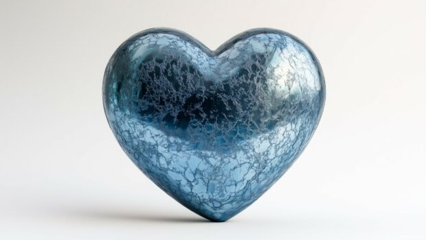 A large blue heart centered against a soft white background.