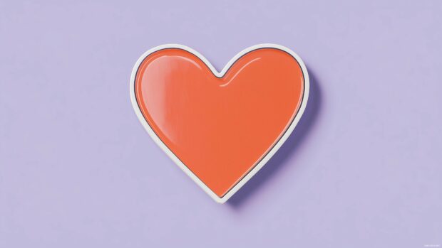 A large red heart outlined in white, set against a soft lavender background for a gentle and inviting feel.